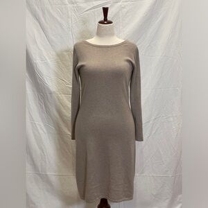 Pure Collection Taupe Long Sleeve Cashmere Dress